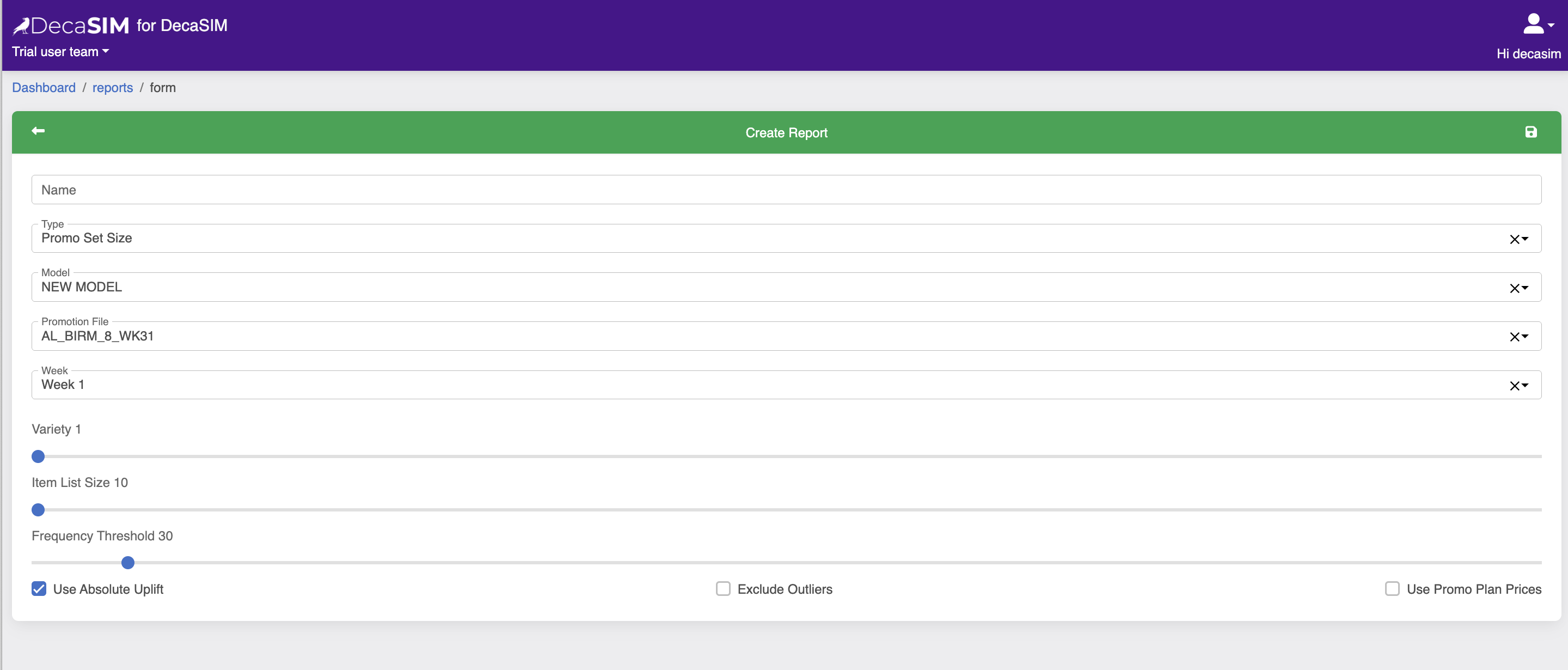 Dashboard view