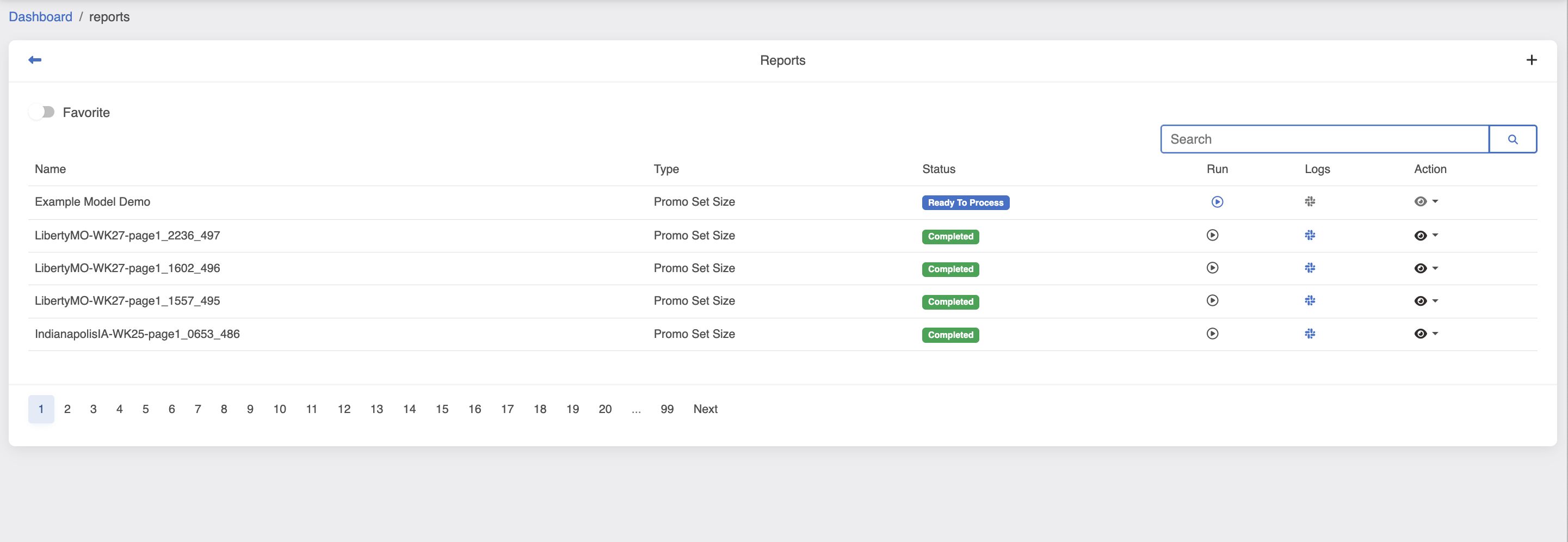 Dashboard view