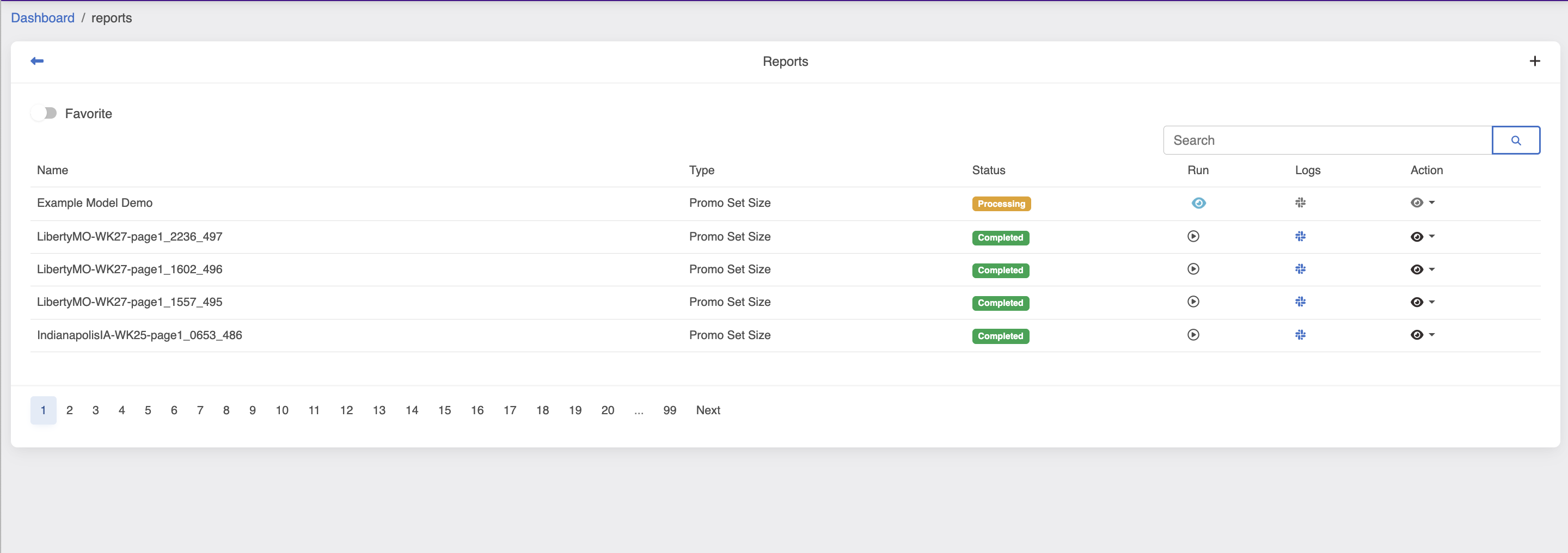Dashboard view